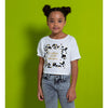 Camiseta crop manga corta marfil para niña