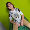 Camiseta oversize marfil manga corta para niño