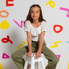 Blusa Lili manga corta marfil para niña