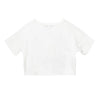 Camiseta crop manga corta marfil para niña