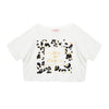 Camiseta crop manga corta marfil para niña