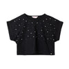 Camiseta crop manga corta negra para niña