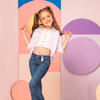 Camiseta Mabé manga sisa marfil para niña