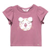 Camiseta morada manga corta con espalda cruzada para bebé niña