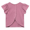 Camiseta morada manga corta con espalda cruzada para bebé niña