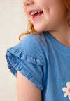 Camiseta Kiara Con Detalle En Manga Azul Medio Bebe Niña