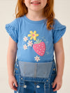 Camiseta Kiara Con Detalle En Manga Azul Medio Bebe Niña