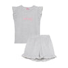 Pijama gris con camiseta manga corta y short para bebé niña
