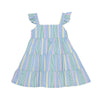 Vestido azul de rayas para bebé niña