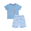Pijama azul camiseta y bermuda para bebé niño