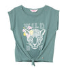 Camiseta manga corta verde para niña