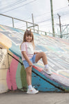 Camiseta rosada estampada para niña