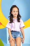 Blusa manga corta en rayas para niña