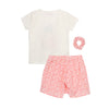 Pijama estampada blanca con detalles camiseta manga corta y short para niña