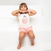 Pijama estampada blanca con detalles camiseta manga corta y short para niña