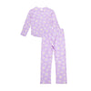 Pijama estampada lila camisa manga larga y pantalón para niña
