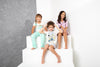 Pijama estampada con flores camiseta manga corta y short para niña
