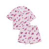 Pijama estampada con flores camiseta manga corta y short para niña