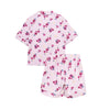 Pijama estampada con flores camiseta manga corta y short para niña