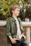 Camisa verde manga larga para niño