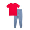 Set camiseta roja manga corta y sudadera para niño