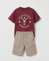 Conjunto Gabriel Camiseta M/C Y Bermuda Vinotinto Niño
