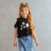 Camiseta M/C Con Abertura En Hombros Negro Niña Ref.330725