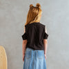 Camiseta M/C Con Abertura En Hombros Negro Niña Ref.330725