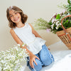 Camiseta M/S Con Puntada Decorativa Marfil Ref.330718A