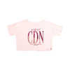 Camiseta crop manga corta rosa claro para niña