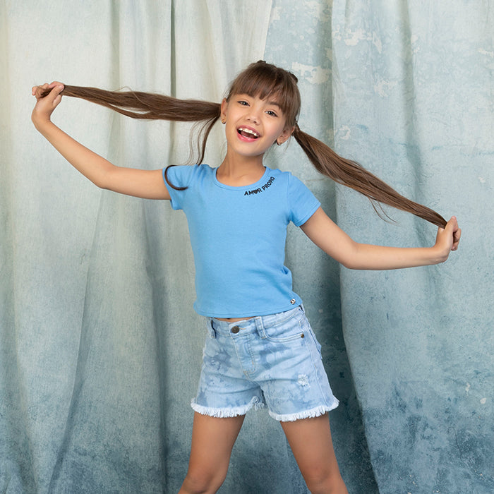 Camiseta azul claro manga corta para niña– Codelin