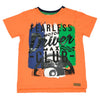 Camiseta naranja manga corta para bebé niño