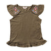Camiseta verde militar manga sisa para niña
